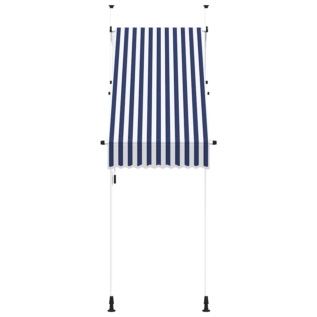 Toldo Manual Retráctil 100 Cm Azul Y Blanco A Rayas_2