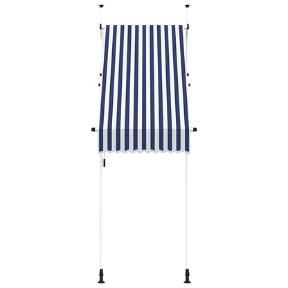 Toldo Manual Retráctil 100 Cm Azul Y Blanco A Rayas_2