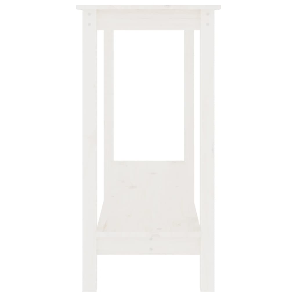 Mesa Consola De Madera Maciza De Pino Blanco 110x40x80 Cm_2