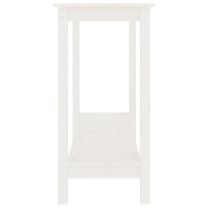 Mesa Consola De Madera Maciza De Pino Blanco 110x40x80 Cm_2