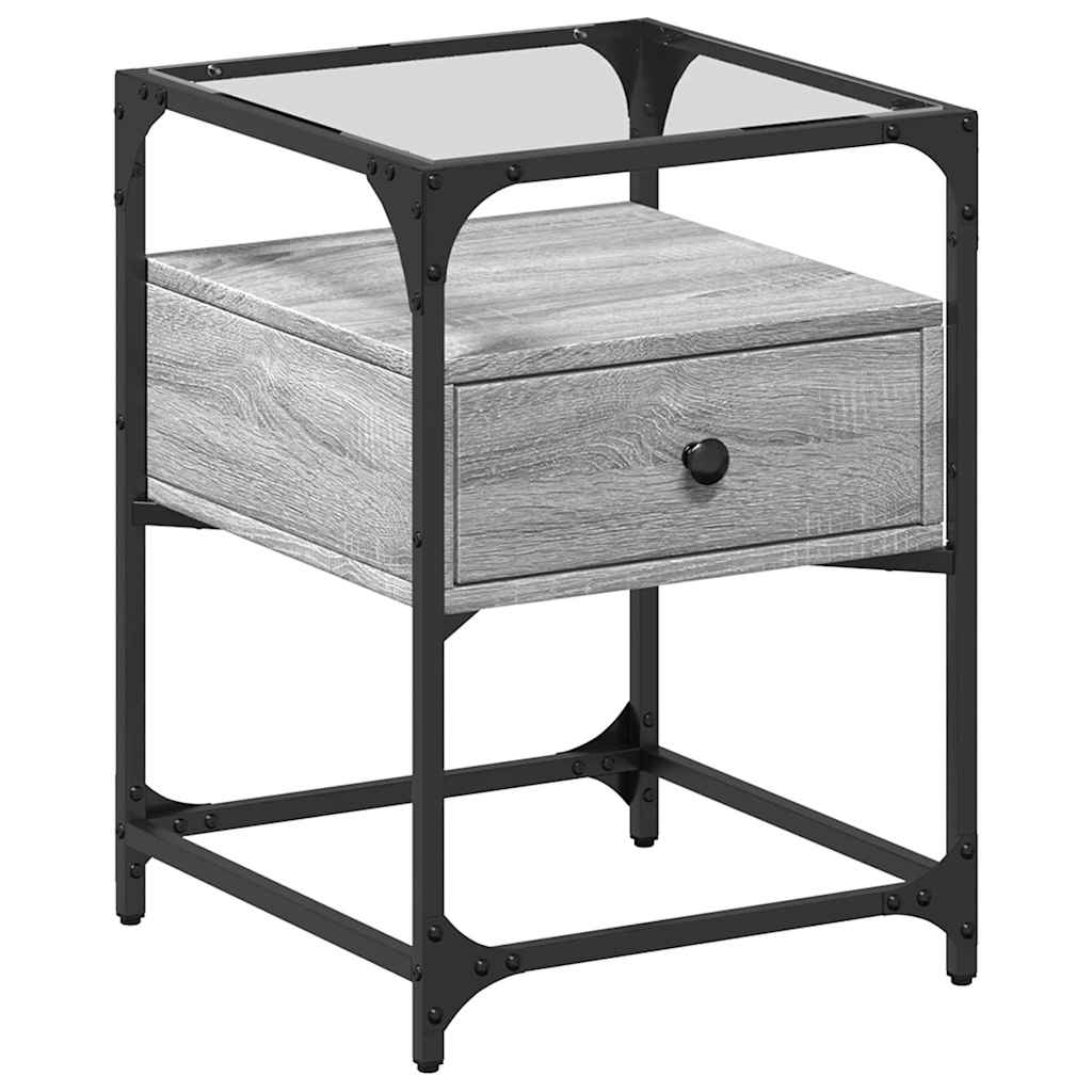 Mesita De Noche 2 Uds Madera Ingeniería Gris Sonoma 40x40x55 Cm_3