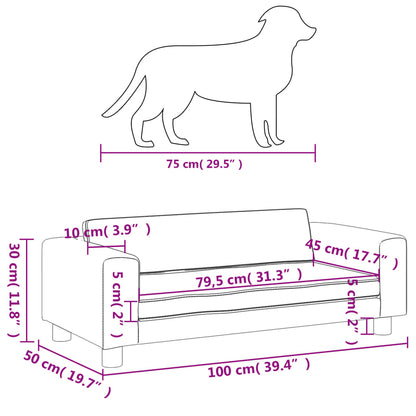 Cama De Perros Con Extensión Cuero Sintético Gris 100x50x30 Cm / Vetonek_1