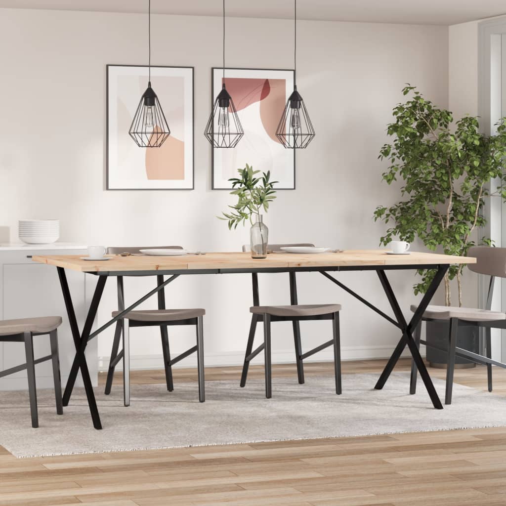 Mesa De Comedor Marco X Madera Maciza Pino Acero 200x100x75,5cm_1