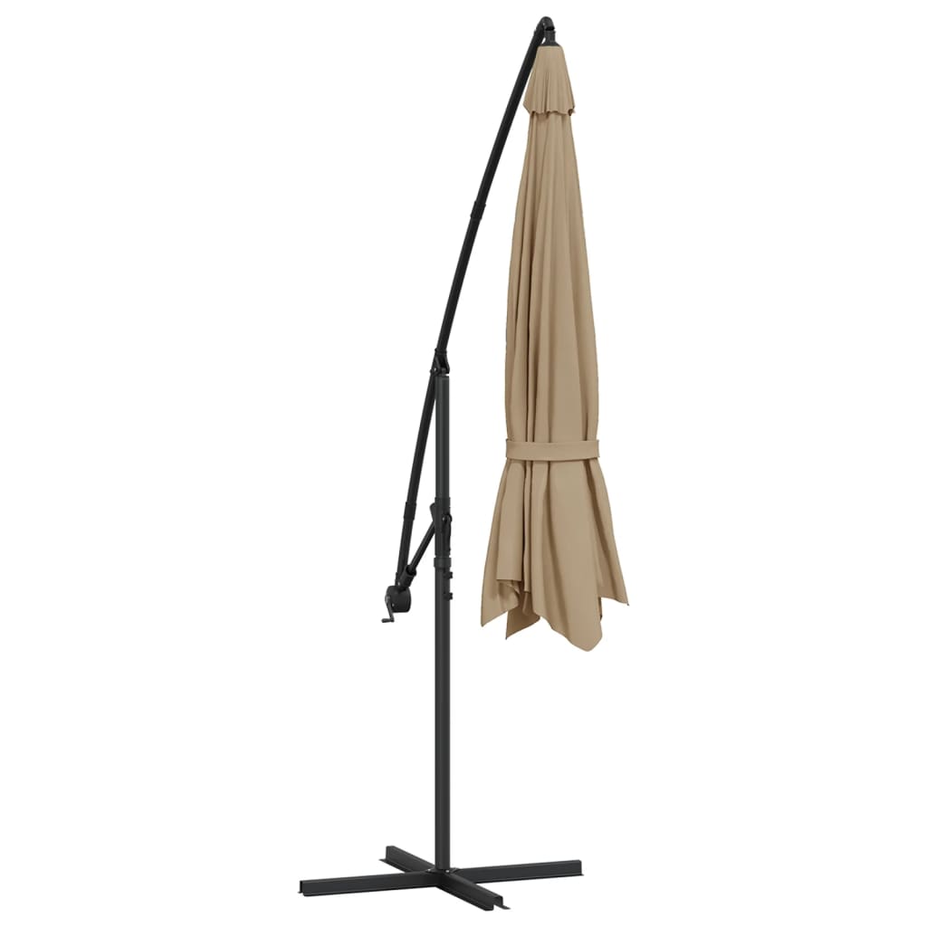 Sombrilla Voladiza Con Poste De Aluminio Gris Taupe 350 Cm_4