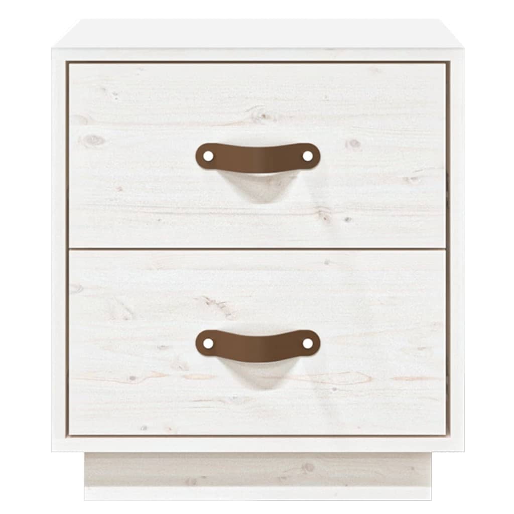 Mesita De Noche Madera Maciza De Pino Blanco 40x34x45 Cm_3