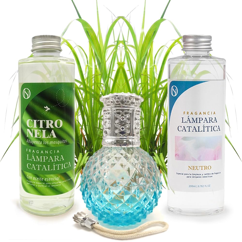 Pack Ahorro Lámpara Catalítica Blue Diamonds + Fragancia Citronela 500ml + Limpiador Neutro 200ml + Mecha De Repuesto_0