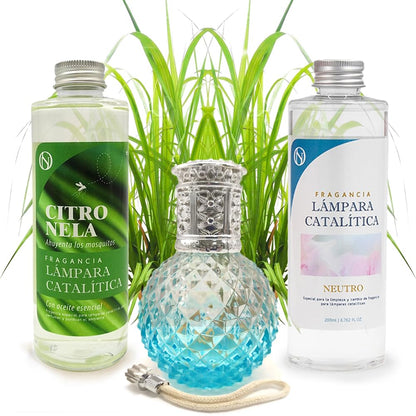 Pack Ahorro Lámpara Catalítica Blue Diamonds + Fragancia Citronela 500ml + Limpiador Neutro 200ml + Mecha De Repuesto_0
