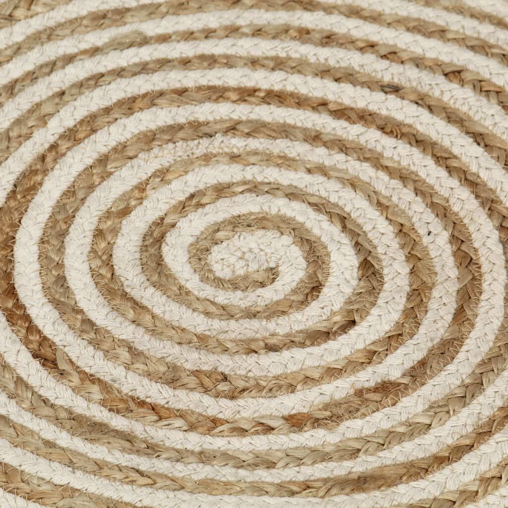 Vidaxl Alfombra De Yute Tejida A Mano Diseño Espiral Blanco 90 Cm_3
