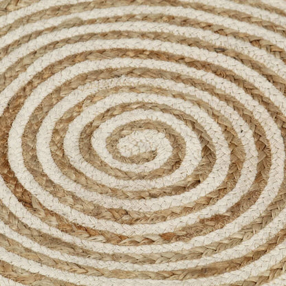 Vidaxl Alfombra De Yute Tejida A Mano Diseño Espiral Blanco 90 Cm_3