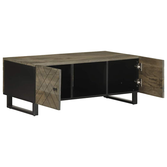 Mesa De Centro Madera Maciza De Mango Negra 100x54x40 Cm_0