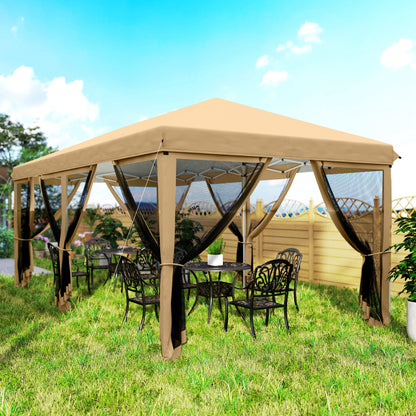 Outsunny Carpa Plegable 6x3 M Cenador De Jardín Con 6 Mosquiteras Beige_4
