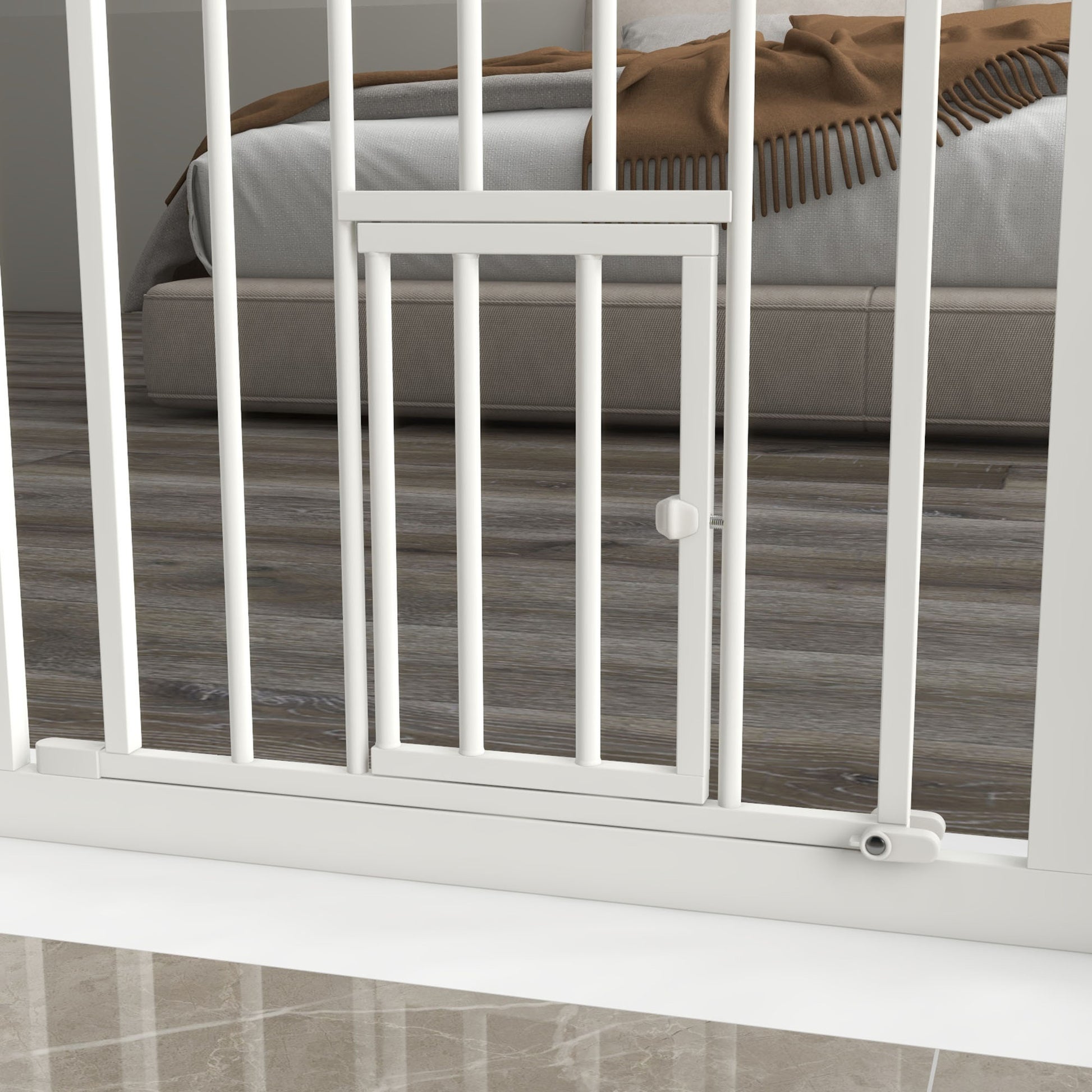 Pawhut Barrera De Seguridad Extensible Con Extensión 74-100x76 Cm Blanco_4