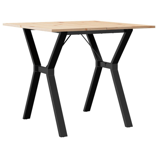 Mesa De Comedor Marco Y Madera Maciza Pino Y Acero 90x90x75 Cm_0