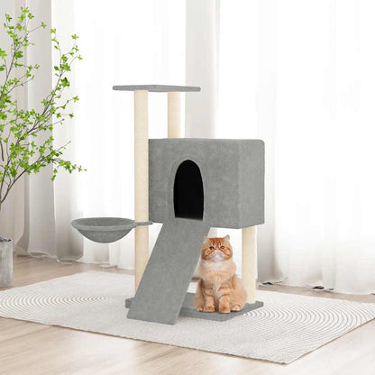 Rascador Para Gatos Con Postes De Sisal Gris Claro 96 Cm_1