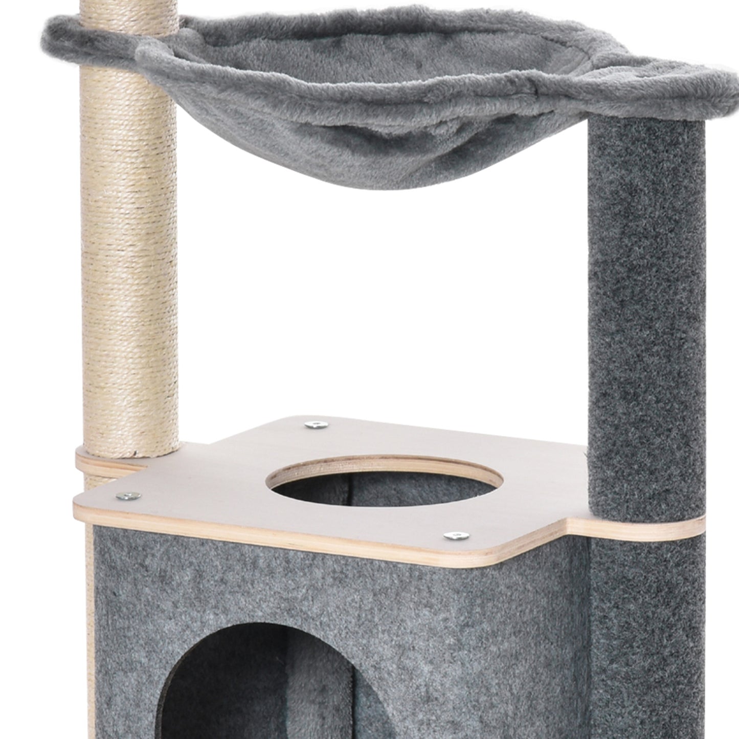 Pawhut Árbol Rascador De Gato Con Hamaca Plataformas Cueva Poste Para Rascar_4