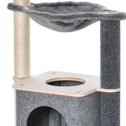 Pawhut Árbol Rascador De Gato Con Hamaca Plataformas Cueva Poste Para Rascar_4