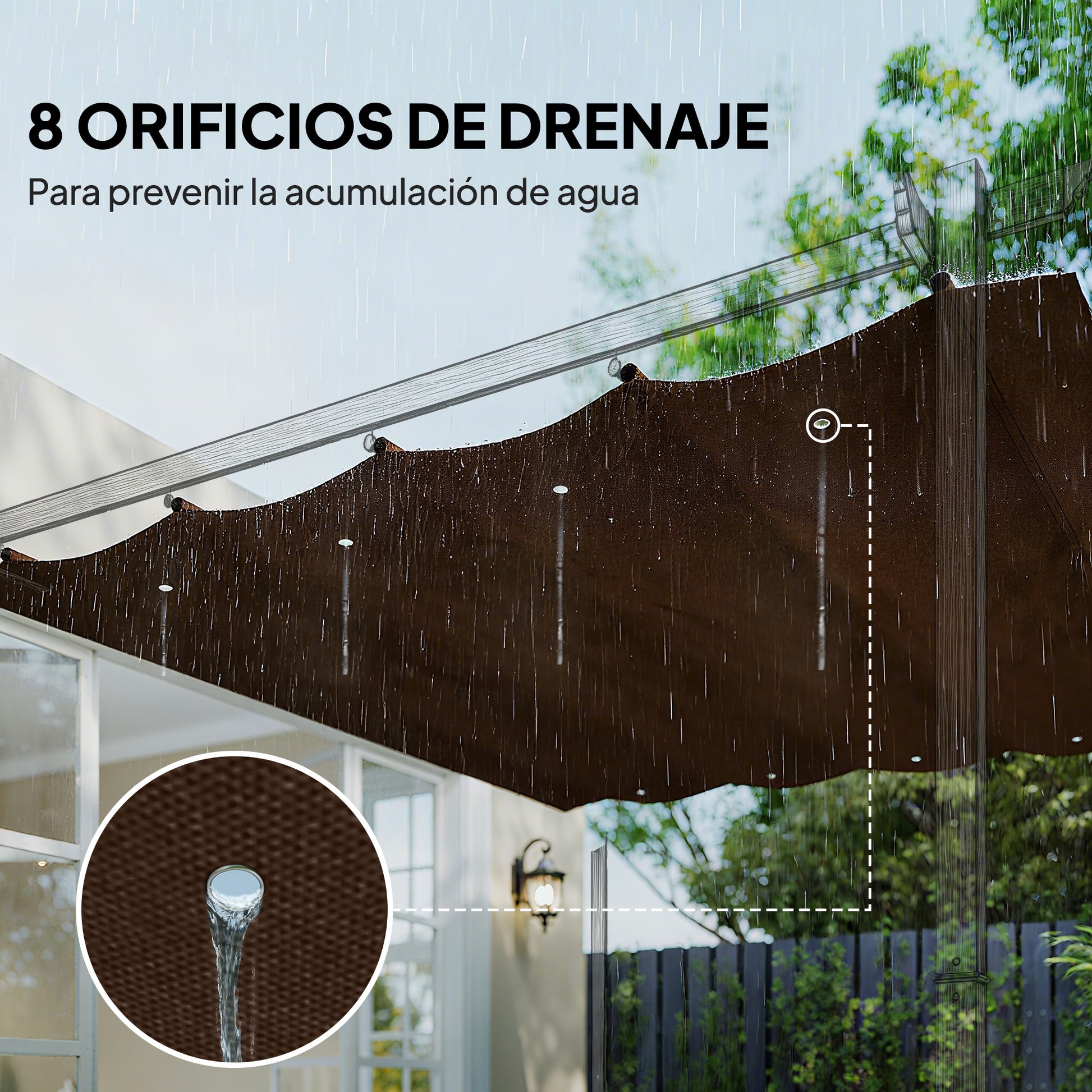Outsunny Techo De Pérgola Retráctil 3x2,5 M Para Marco De Pérgola De 3x2 M Café_5