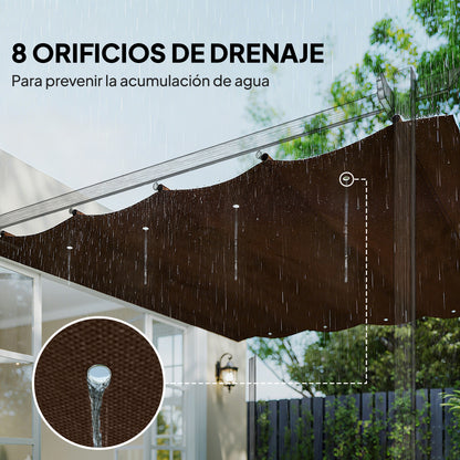 Outsunny Techo De Pérgola Retráctil 3x2,5 M Para Marco De Pérgola De 3x2 M Café_5