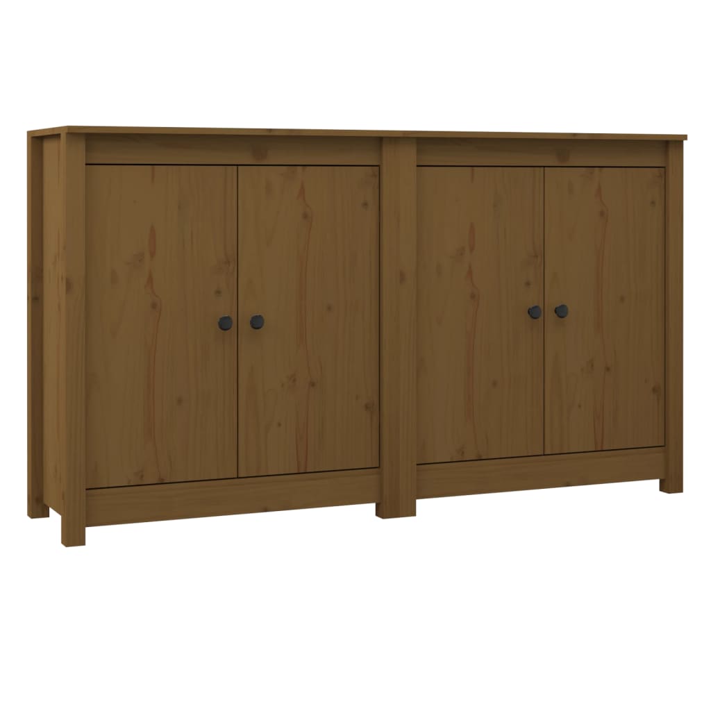 Aparador 2 Uds De Madera Maciza De Pino Marrón 70x35x80 Cm_1