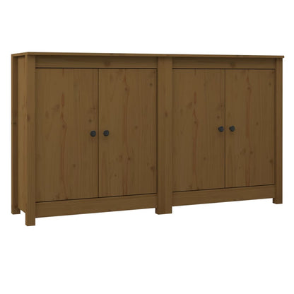 Aparador 2 Uds De Madera Maciza De Pino Marrón 70x35x80 Cm_1