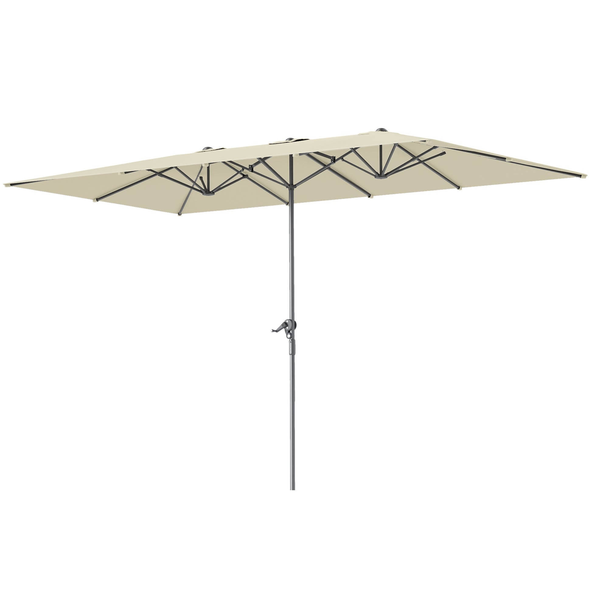 Outsunny Sombrilla Doble 4,5x2,6 M Con Manivela Impermeable Crema_0