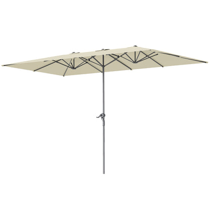 Outsunny Sombrilla Doble 4,5x2,6 M Con Manivela Impermeable Crema_0