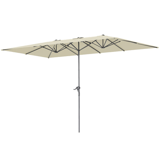 Outsunny Sombrilla Doble 4,5x2,6 M Con Manivela Impermeable Crema_0