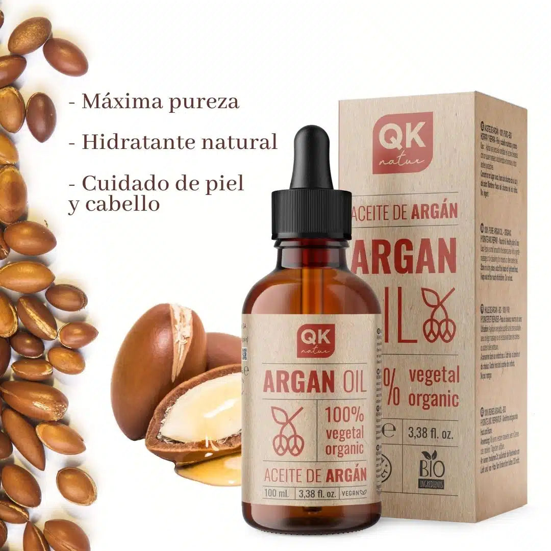 QKnatur - Aceite De Argán 100% Puro Orgánico - 100 Ml - Prensado En Frío - Para Cuerpo, Rostro, Cabello, Uñas Y Barba_2