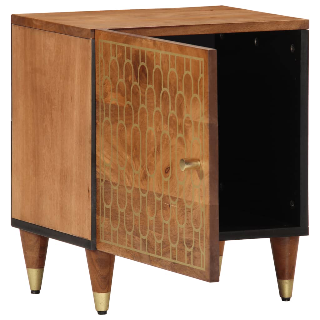 Mesita De Noche De Madera Maciza De Mango 40x33x46 Cm_1