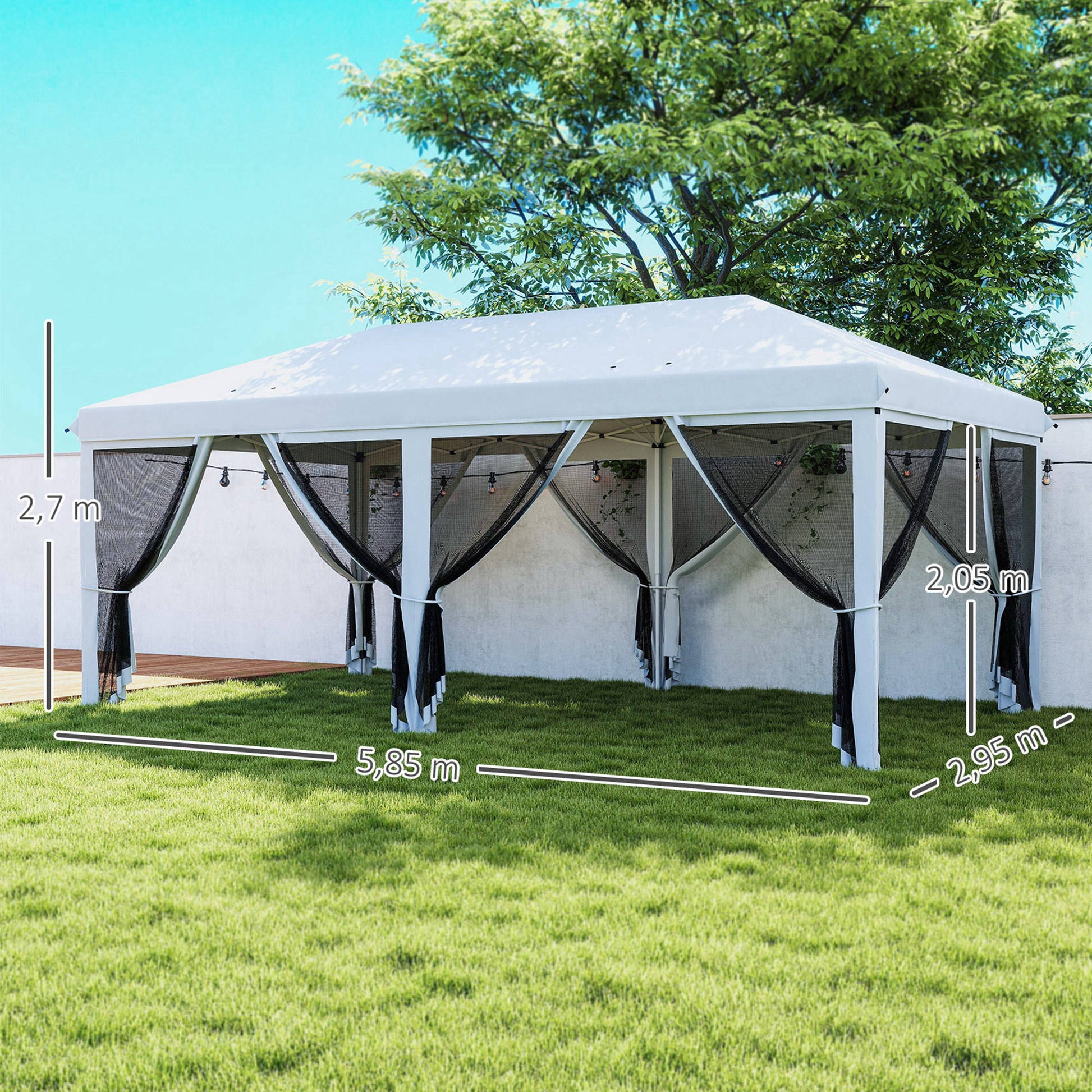 Outsunny Carpa Plegable 6x3 M Con 6 Paredes Laterales De Malla Anti-uv Crema_2