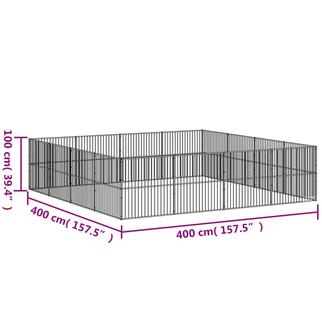 Vidaxl Corralito Para Perros Con 16 Paneles Acero Galvanizado Negro_2