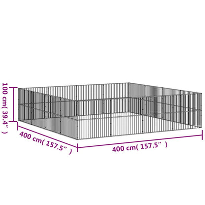 Vidaxl Corralito Para Perros Con 16 Paneles Acero Galvanizado Negro_2