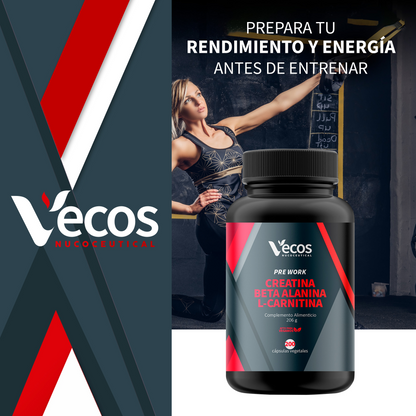 Creatina + Beta Alanina + L-carnitina Vecos 200 Cápsulas | Fuerza, Resistencia Y Rendimiento_1