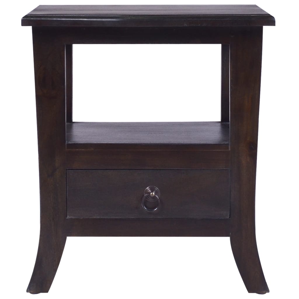 Mesita De Noche Madera Maciza De Caoba Negro Claro 40x40x45 Cm_0