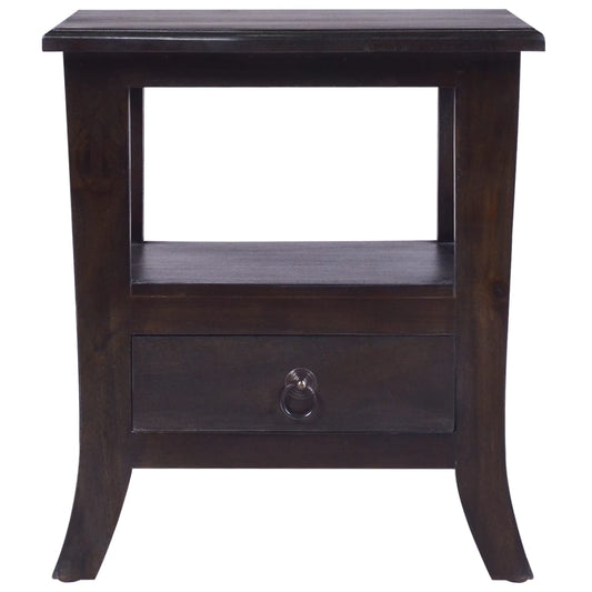 Mesita De Noche Madera Maciza De Caoba Negro Claro 40x40x45 Cm_0