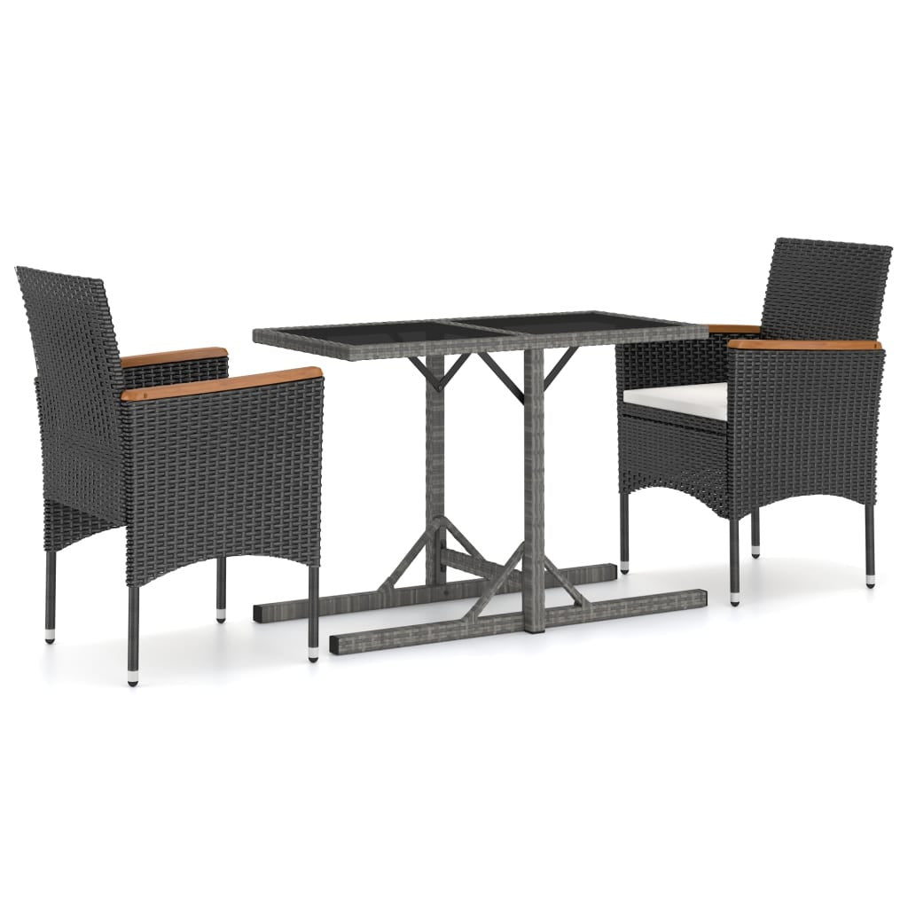 Vidaxl Juego De Comedor Para Jardín 3 Piezas Negro_0
