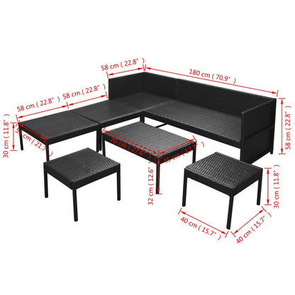 Vidaxl Set Muebles De Jardín 6 Piezas Y Cojines Ratán Sintético Negro_2
