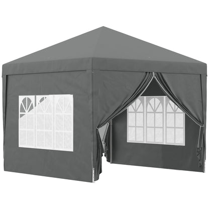 Outsunny Carpa Plegable Pop-up 3x3 M Con 4 Paredes Laterales Anti-uv Gris_0