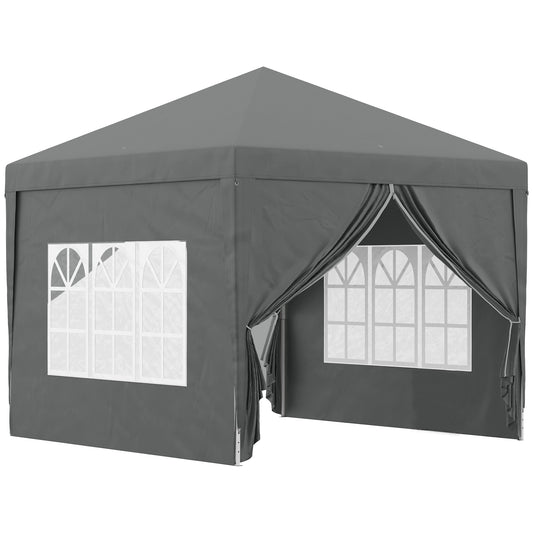 Outsunny Carpa Plegable Pop-up 3x3 M Con 4 Paredes Laterales Anti-uv Gris_0