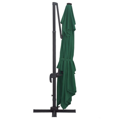 Vidaxl Sombrilla Voladiza Luces Led Y Poste Aluminio Verde 4x3 M_4