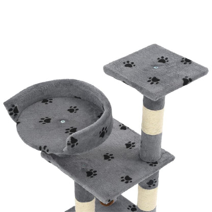 Vidaxl Rascador Para Gatos Poste De Sisal 65 Cm Huellas Gris_3
