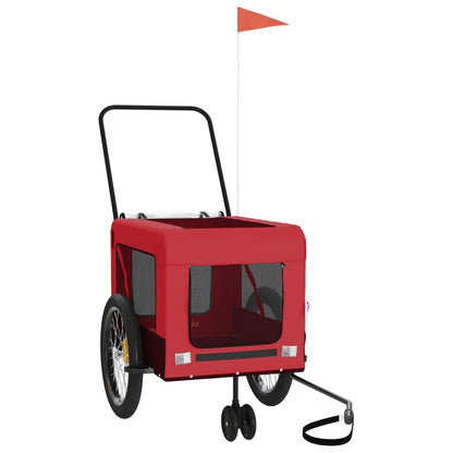 Vidaxl Remolque De Bicicleta Mascotas Hierro Tela Oxford Rojo Negro_4