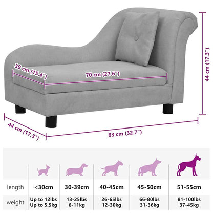 Vidaxl Sofá Para Perros Con Almohada Gris Felpa 83x44x44 Cm_2