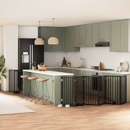 Vidaxl Puerta De Perros Plegable 15 Paneles Madera Álamo Negra 750 Cm_1