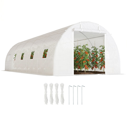 Invernadero De Túnel Jardín Con 12 Ventanas Outsunny 8x3x2m Blanco_0