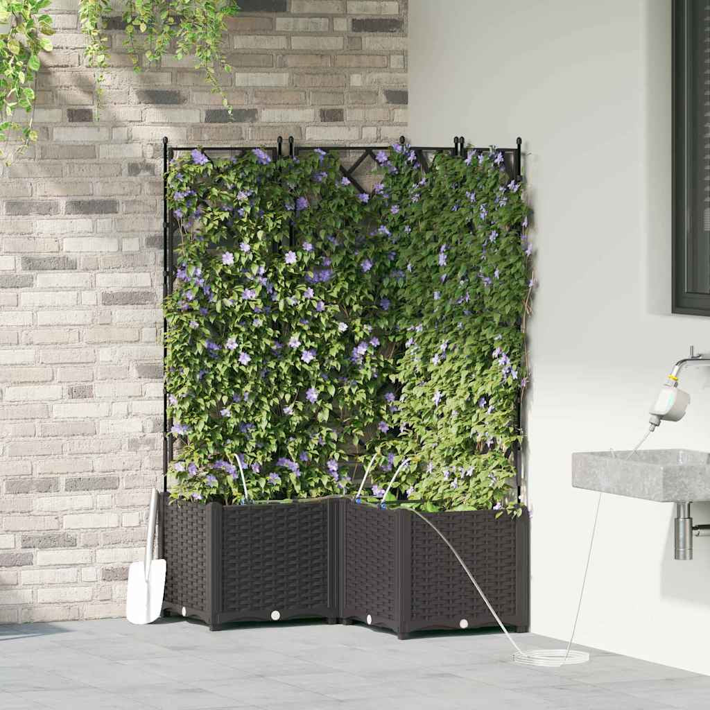 Vidaxl Jardineras Negro 80 X 80 X 142 Cm Acero_1
