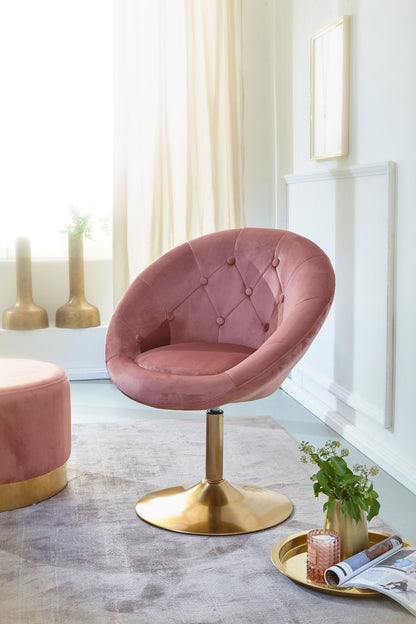 Silla Terciopelo Rosa / Dorado Giratoria_2