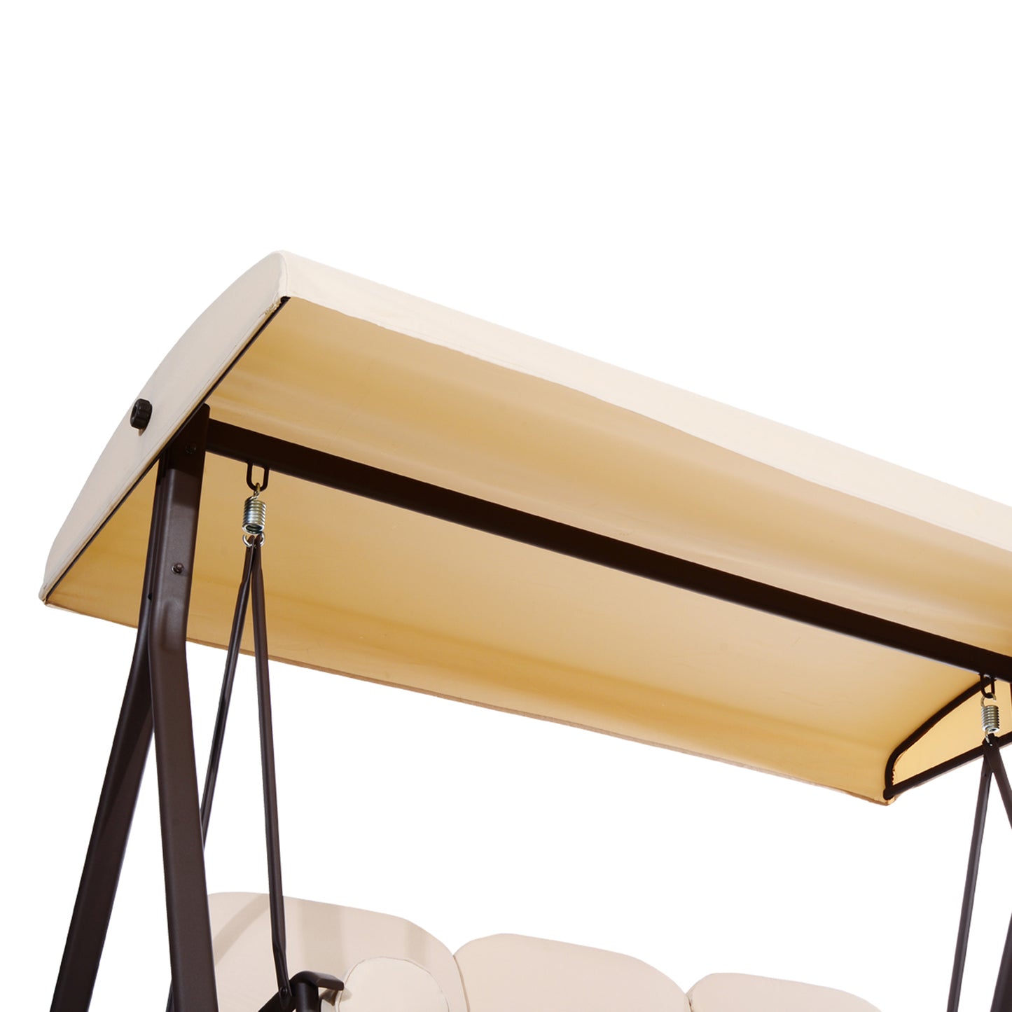 Outsunny Columpio Balancín Jardín 3 Plazas Techo 2 Cojines 208x121x172 Cm Beige_3