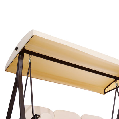 Outsunny Columpio Balancín Jardín 3 Plazas Techo 2 Cojines 208x121x172 Cm Beige_3