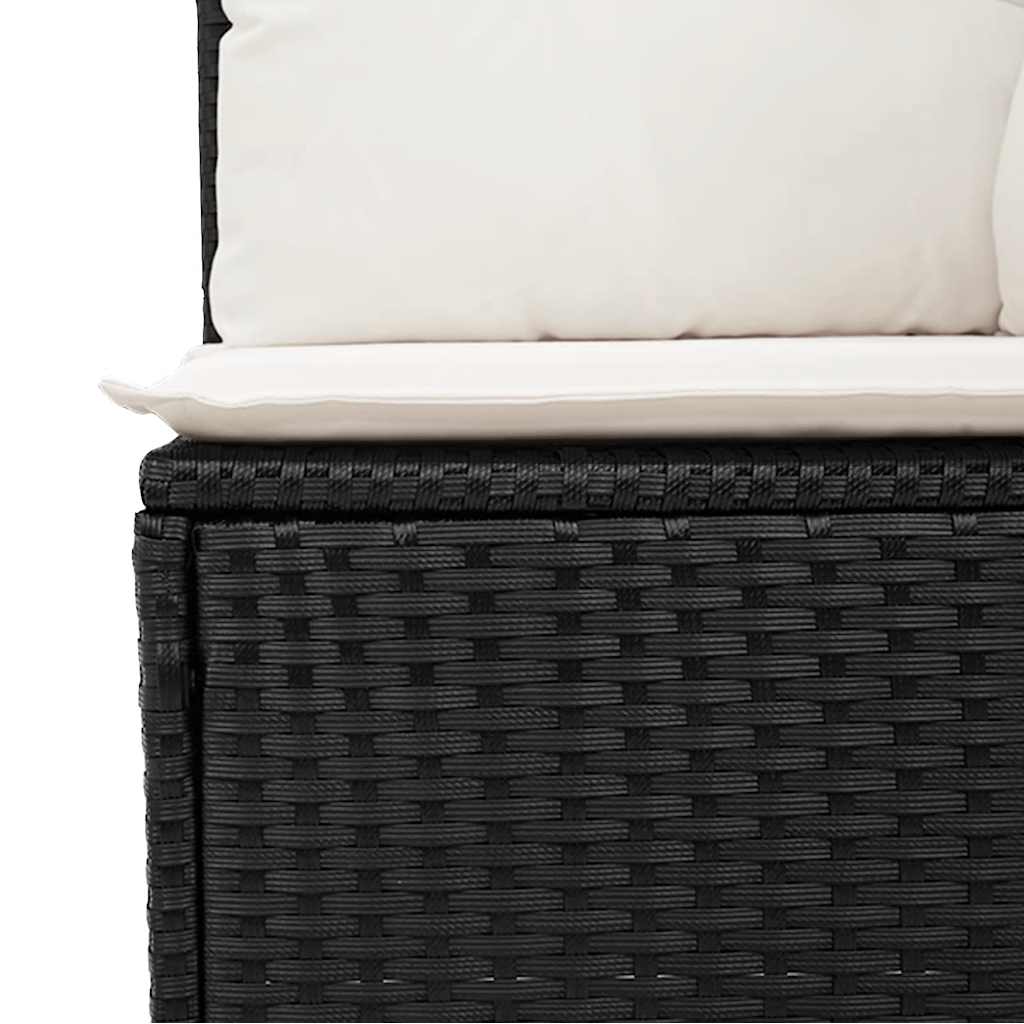 Set Sofás Jardín Y Cojines 11 Pzas Ratán Sintético Acacia Negro / Vetonek_5